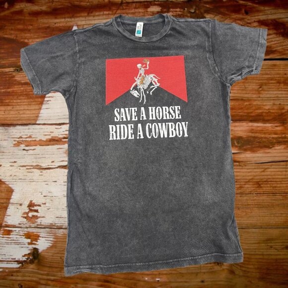 Save a horse Ride a cowboy vintage wash graphic tee - Picture 1 of 1